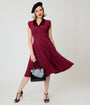 Unique Vintage Burgundy Gale Shirt Dress