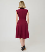 Unique Vintage Burgundy Gale Shirt Dress - Unique Vintage - Swing Dresses