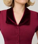 Unique Vintage Burgundy Gale Shirt Dress - Unique Vintage - Swing Dresses