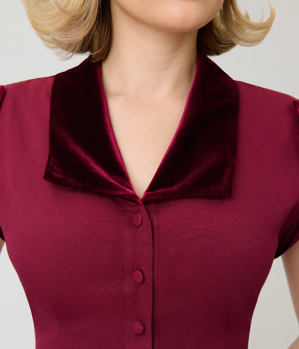 Unique Vintage Burgundy Gale Shirt Dress - Unique Vintage - Swing Dresses