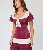 Unique Vintage Burgundy & Ivory Wilshire Flapper Dress - Unique Vintage - Womens, FLAPPER, SLEEVELESS NON BEADED