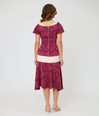 Unique Vintage Burgundy & Ivory Wilshire Flapper Dress - Unique Vintage - Womens, FLAPPER, SLEEVELESS NON BEADED
