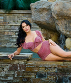 Unique Vintage Burgundy Lurex Monroe High Waist Bikini Bottom - Unique Vintage - Womens, SWIM, BOTTOM