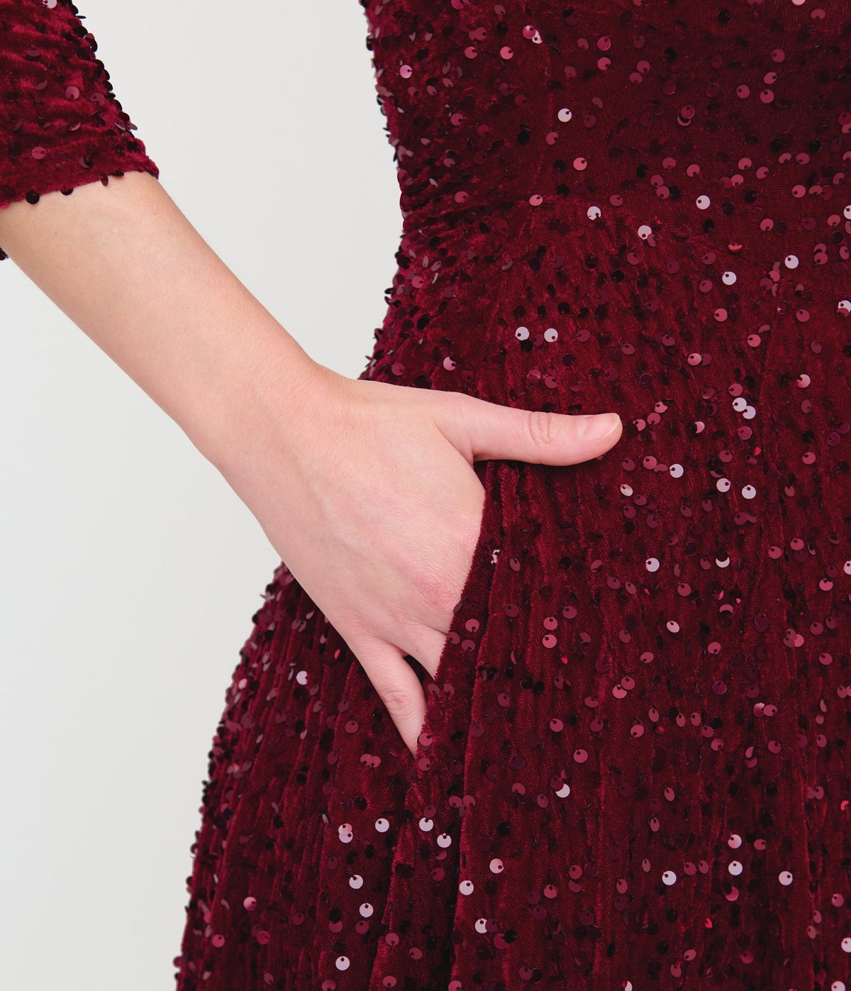 Unique Vintage Burgundy Sequin Square Neck Wanda Swing Dress - Unique Vintage - Aline Dresses