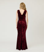 Unique Vintage Burgundy Textured Velvet Goldwyn Gown - Unique Vintage - Womens, DRESSES, MAXI