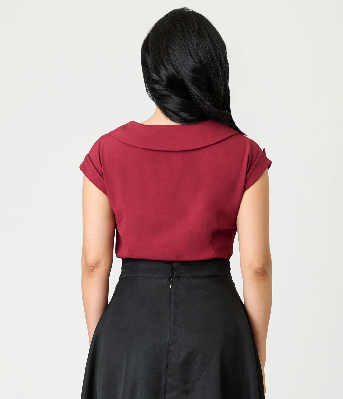 Unique Vintage Burgundy Twill Sleeveless Blouse - Unique Vintage - Womens, TOPS, WOVEN TOPS