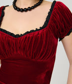 Unique Vintage Burgundy Velvet Bernadette Top - Unique Vintage -