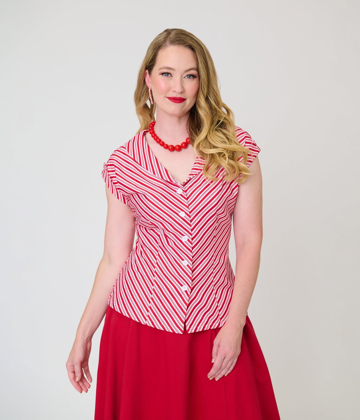 Unique Vintage Candy Cane Stripe Sleeveless Blouse - Unique Vintage - Blouses