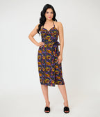 Unique Vintage Carnivorous Plants Leilani Sarong Dress - Unique Vintage - Womens, DRESSES, WIGGLE