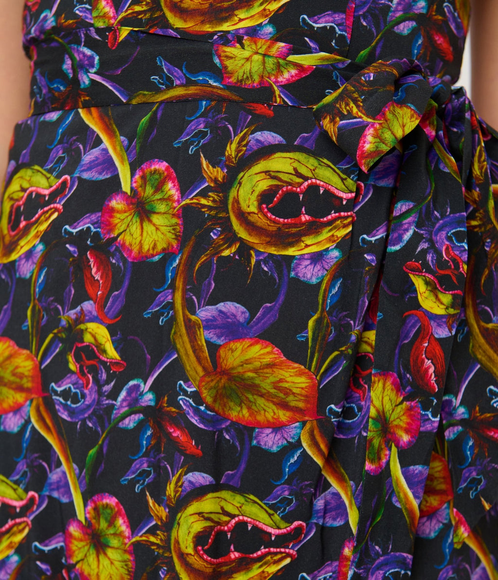 Unique Vintage Carnivorous Plants Leilani Sarong Dress - Unique Vintage - Womens, DRESSES, WIGGLE
