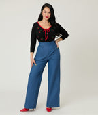 Unique Vintage Chambray High Waist Sailor Ginger Pants - Unique Vintage - Womens, BOTTOMS, PANTS