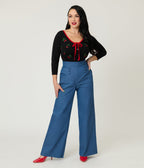 Unique Vintage Chambray High Waist Sailor Ginger Pants - Unique Vintage - Womens, BOTTOMS, PANTS