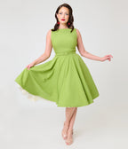 Unique Vintage Chartreuse Sleeveless Devon Swing Dress - Unique Vintage - Womens, DRESSES, SWING