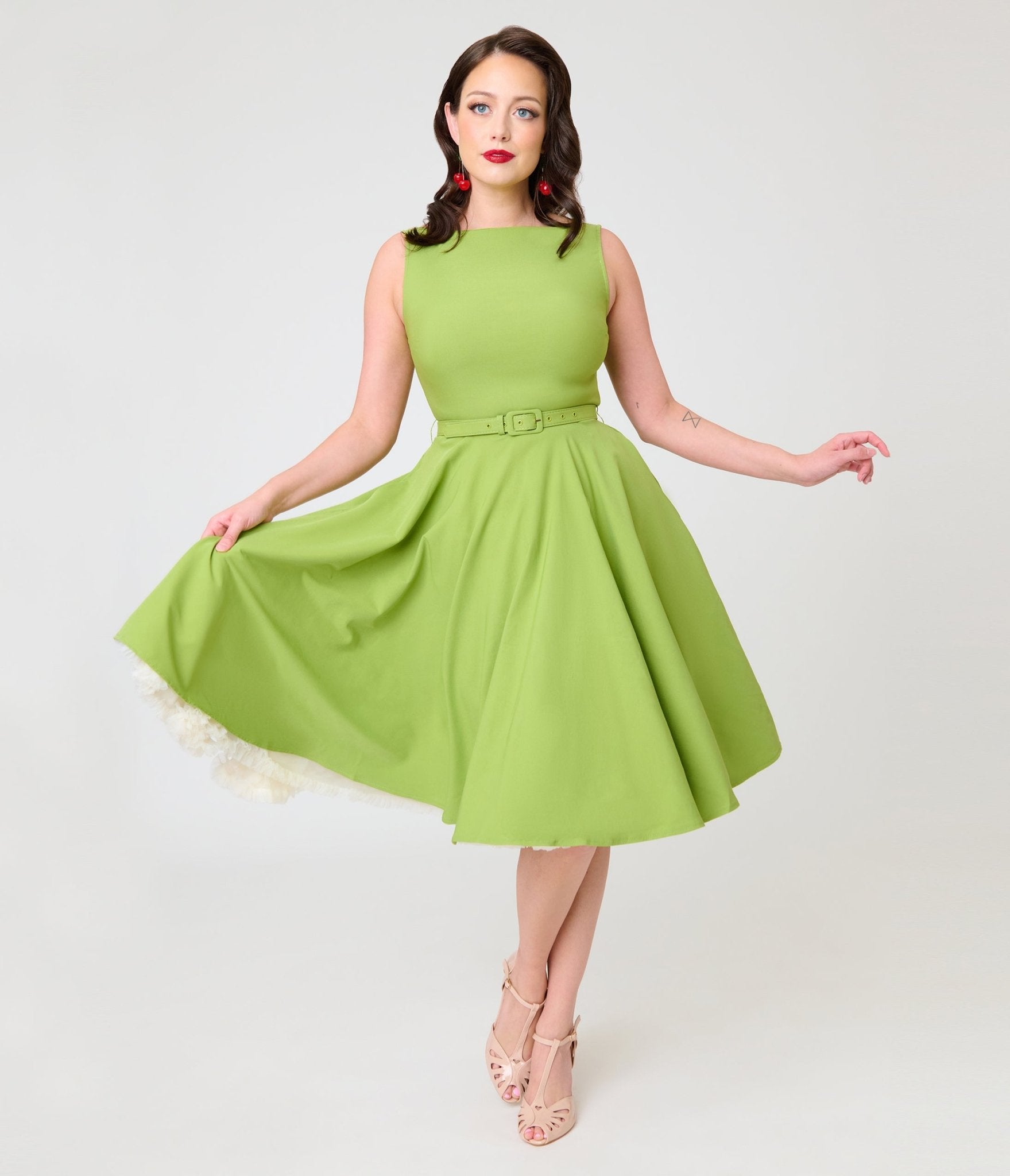 Unique Vintage Chartreuse Sleeveless Devon Swing Dress - Unique Vintage - Womens, DRESSES, SWING