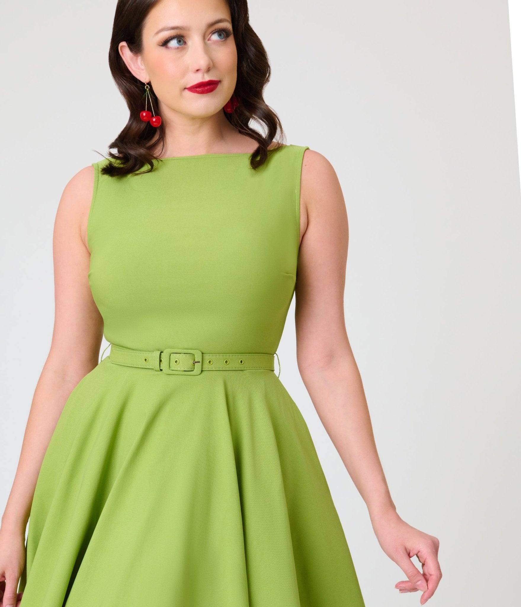 Unique Vintage Chartreuse Sleeveless Devon Swing Dress - Unique Vintage - Womens, DRESSES, SWING