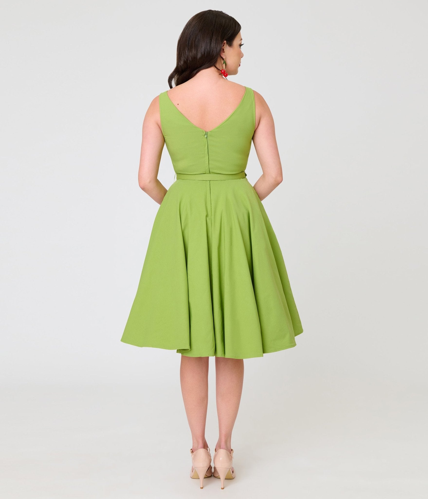 Unique Vintage Chartreuse Sleeveless Devon Swing Dress - Unique Vintage - Womens, DRESSES, SWING
