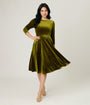 Unique Vintage Chartreuse Velvet Devon Swing Dress