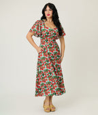 Unique Vintage Cherry Tomato Midi Dress - Unique Vintage - Womens, DRESSES, MIDI