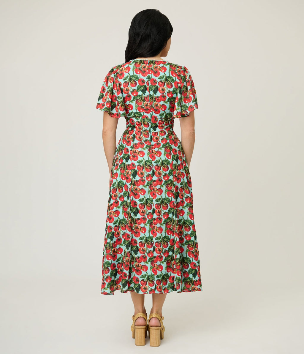 Unique Vintage Cherry Tomato Midi Dress - Unique Vintage - Womens, DRESSES, MIDI