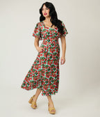 Unique Vintage Cherry Tomato Midi Dress - Unique Vintage - Womens, DRESSES, MIDI