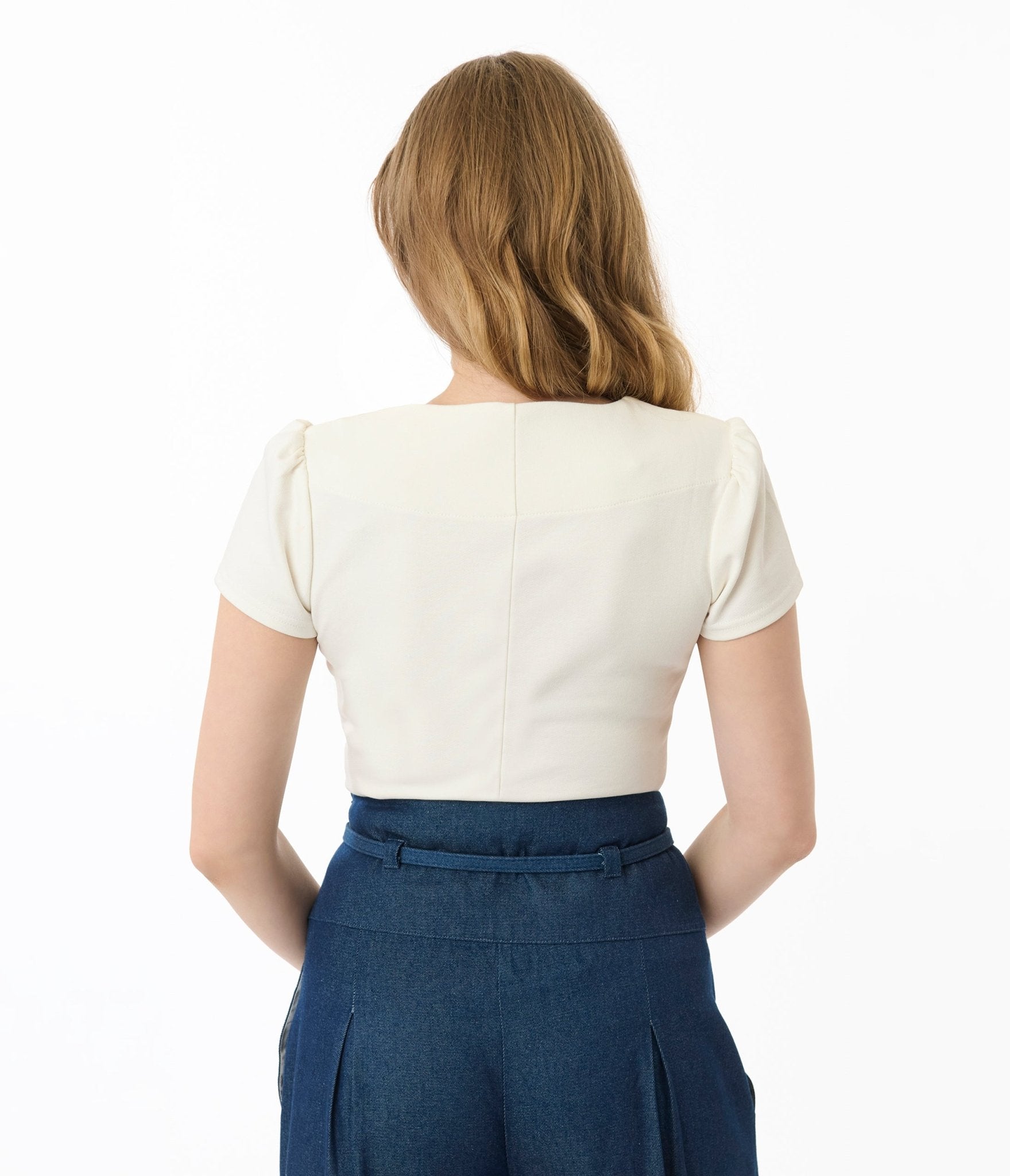 Unique Vintage Cream Pentagon Collar Knit Top - Unique Vintage - Womens, TOPS, KNIT TOPS