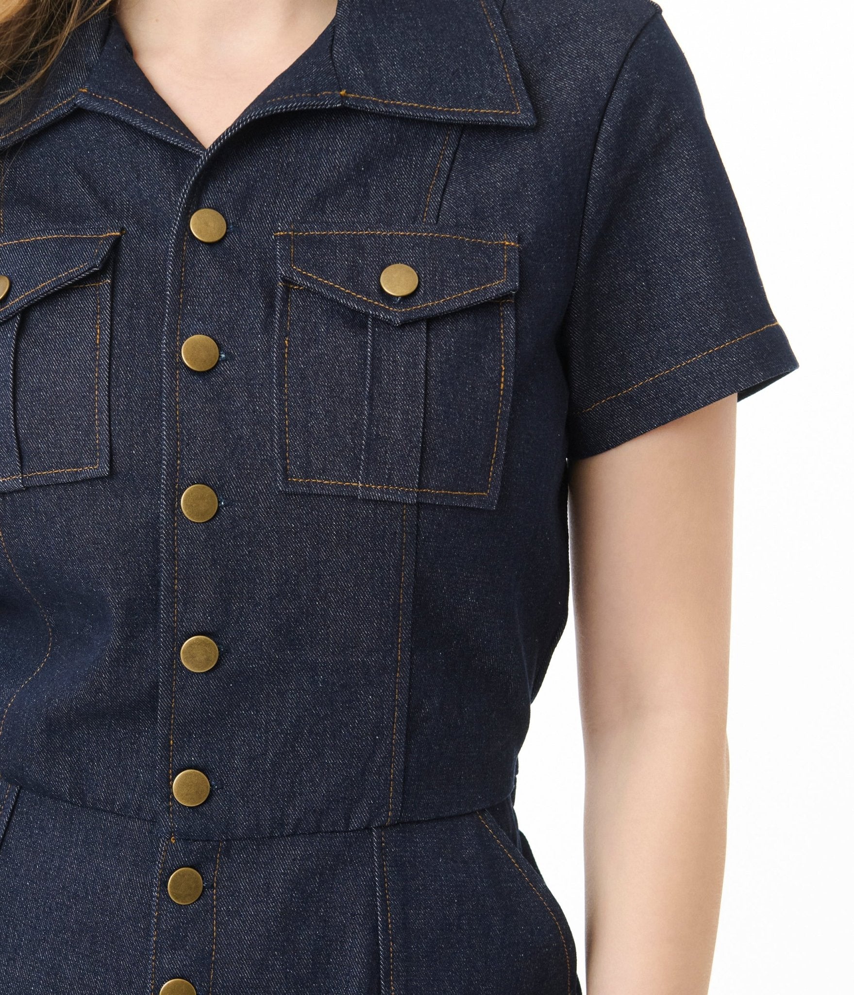 Unique Vintage Dark Denim Garage Style Romper - Unique Vintage - Womens, BOTTOMS, ROMPERS AND JUMPSUITS