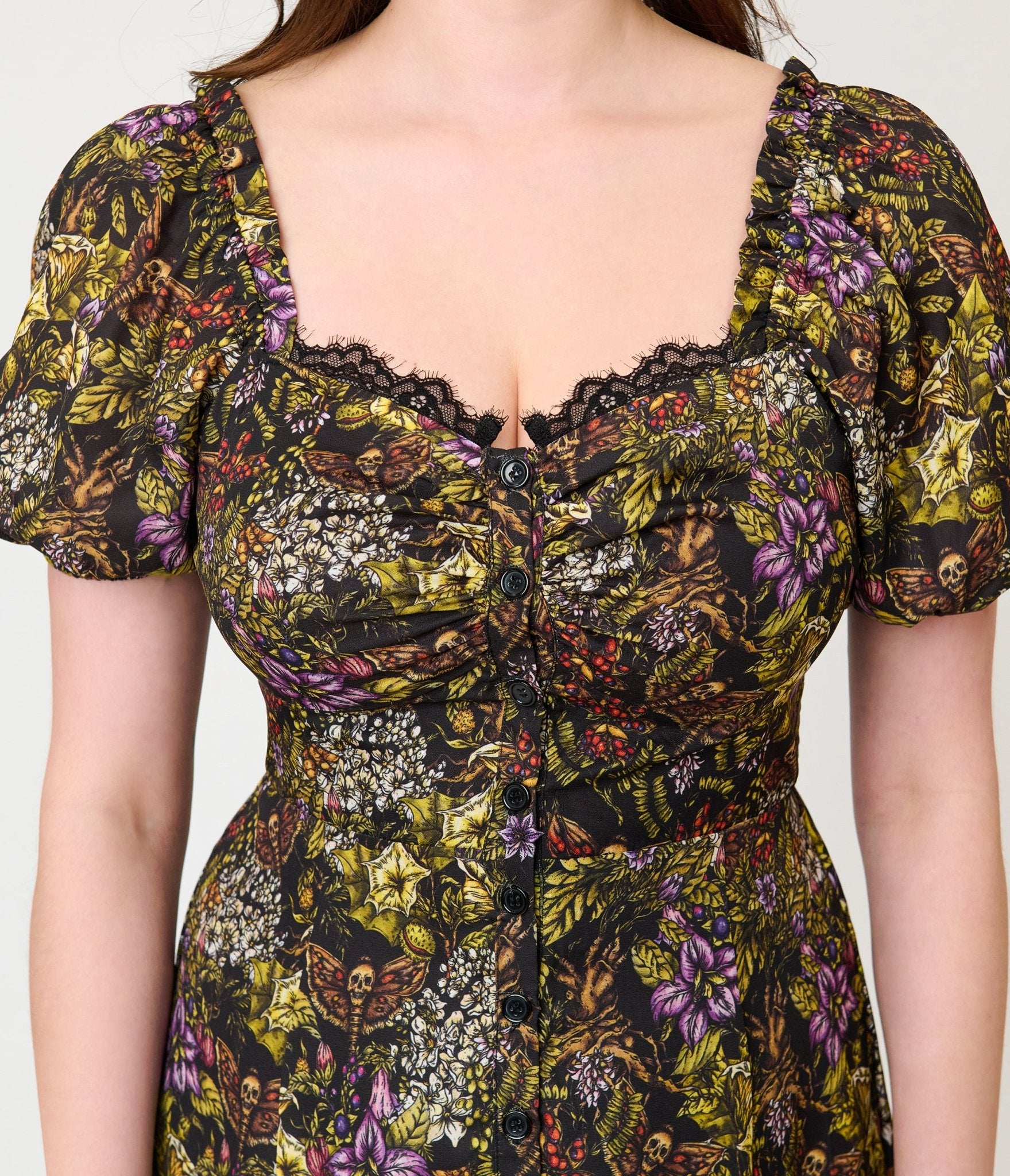 Unique Vintage Dark Magic Floral Midi Dress - Unique Vintage - Womens, DRESSES, MIDI