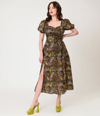 Unique Vintage Dark Magic Floral Midi Dress - Unique Vintage - Womens, DRESSES, MIDI