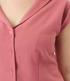 Unique Vintage Dark Rose Twill Sleeveless Blouse - Unique Vintage - Womens, TOPS, WOVEN TOPS