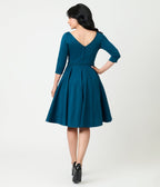 Unique Vintage Dark Teal Devon Swing Dress - Unique Vintage - Womens, DRESSES, SWING