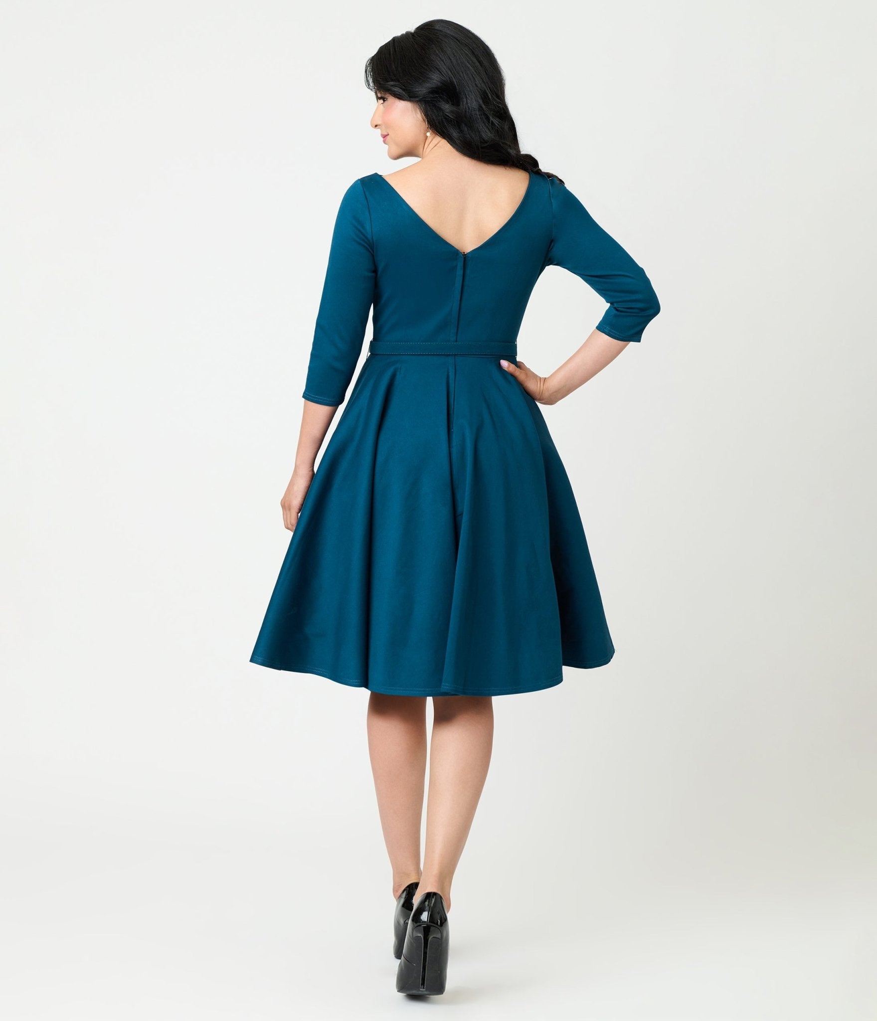 Unique Vintage Dark Teal Devon Swing Dress - Unique Vintage - Womens, DRESSES, SWING