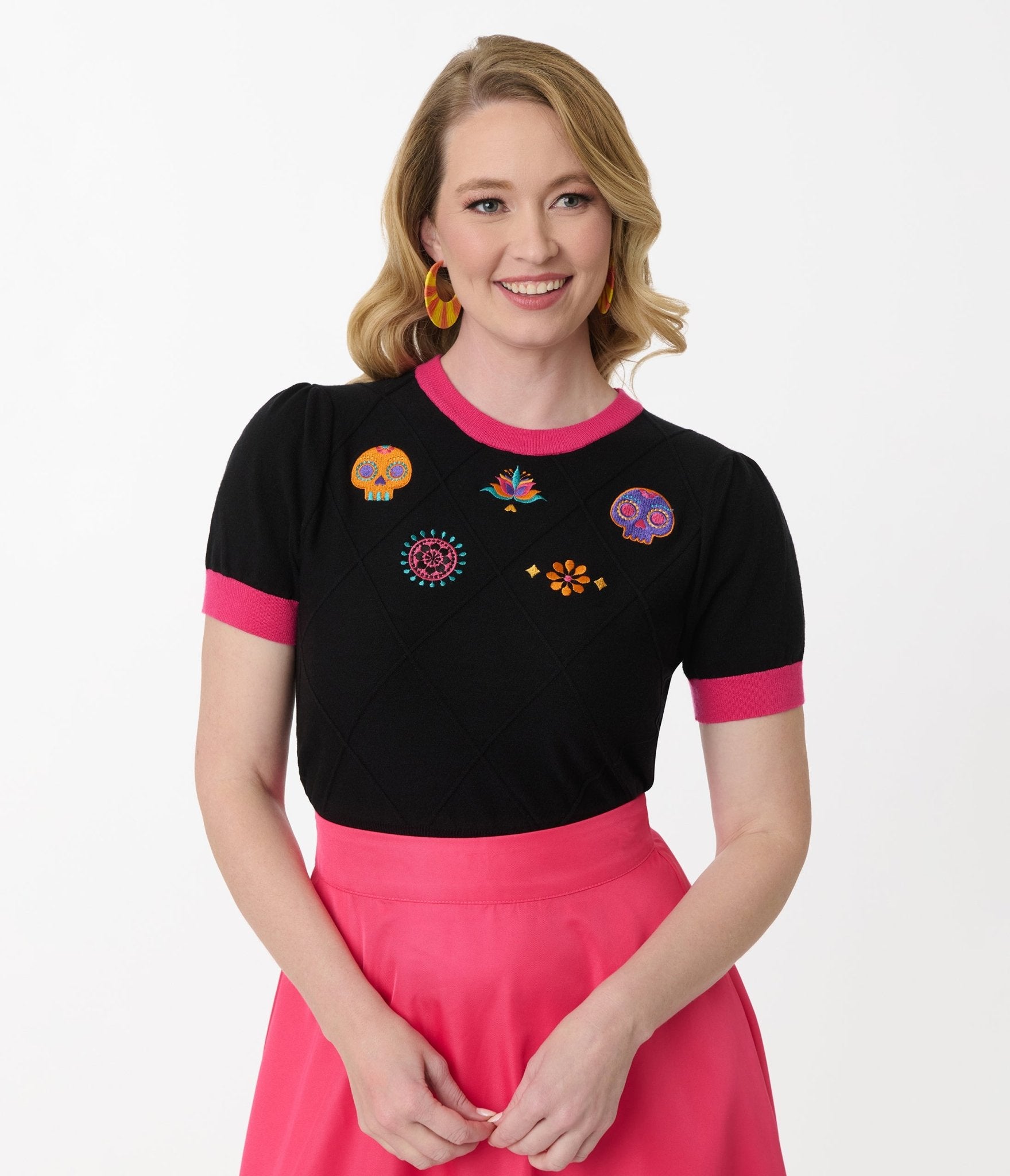 Unique Vintage Day of the Dead Embroidered Sweater - Unique Vintage - Womens, TOPS, SWEATERS