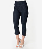 Unique Vintage Denim Blue High Waist Rachelle Capri Pants - Unique Vintage - Womens, BOTTOMS, CAPRI