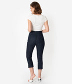 Unique Vintage Denim Blue High Waist Rachelle Capri Pants - Unique Vintage - Womens, BOTTOMS, CAPRI