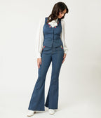 Unique Vintage Denim Strawberry Embroidered Flare Pants - Unique Vintage - Womens, BOTTOMS, JEANS