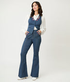 Unique Vintage Denim Strawberry Embroidered Flare Pants - Unique Vintage - Womens, BOTTOMS, JEANS