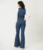 Unique Vintage Denim Strawberry Embroidered Flare Pants - Unique Vintage - Womens, BOTTOMS, JEANS