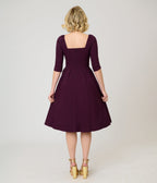 Unique Vintage Eggplant Lamar Swing Dress - Unique Vintage - Womens, DRESSES, SWING