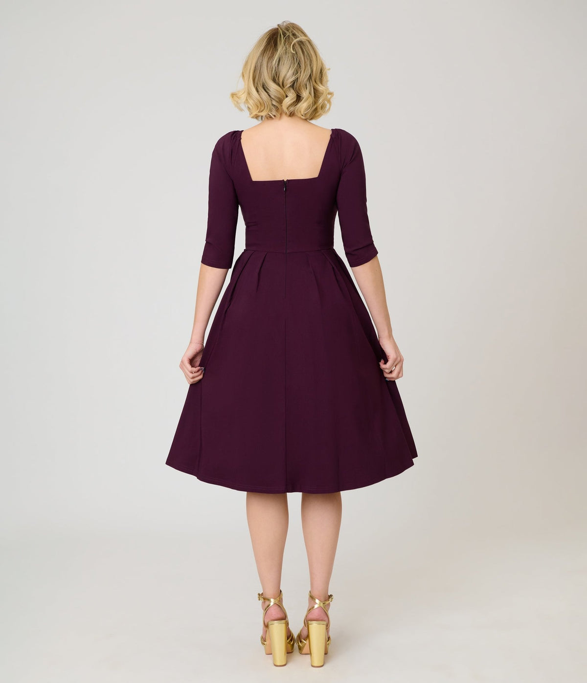 Unique Vintage Eggplant Lamar Swing Dress - Unique Vintage - Womens, DRESSES, SWING