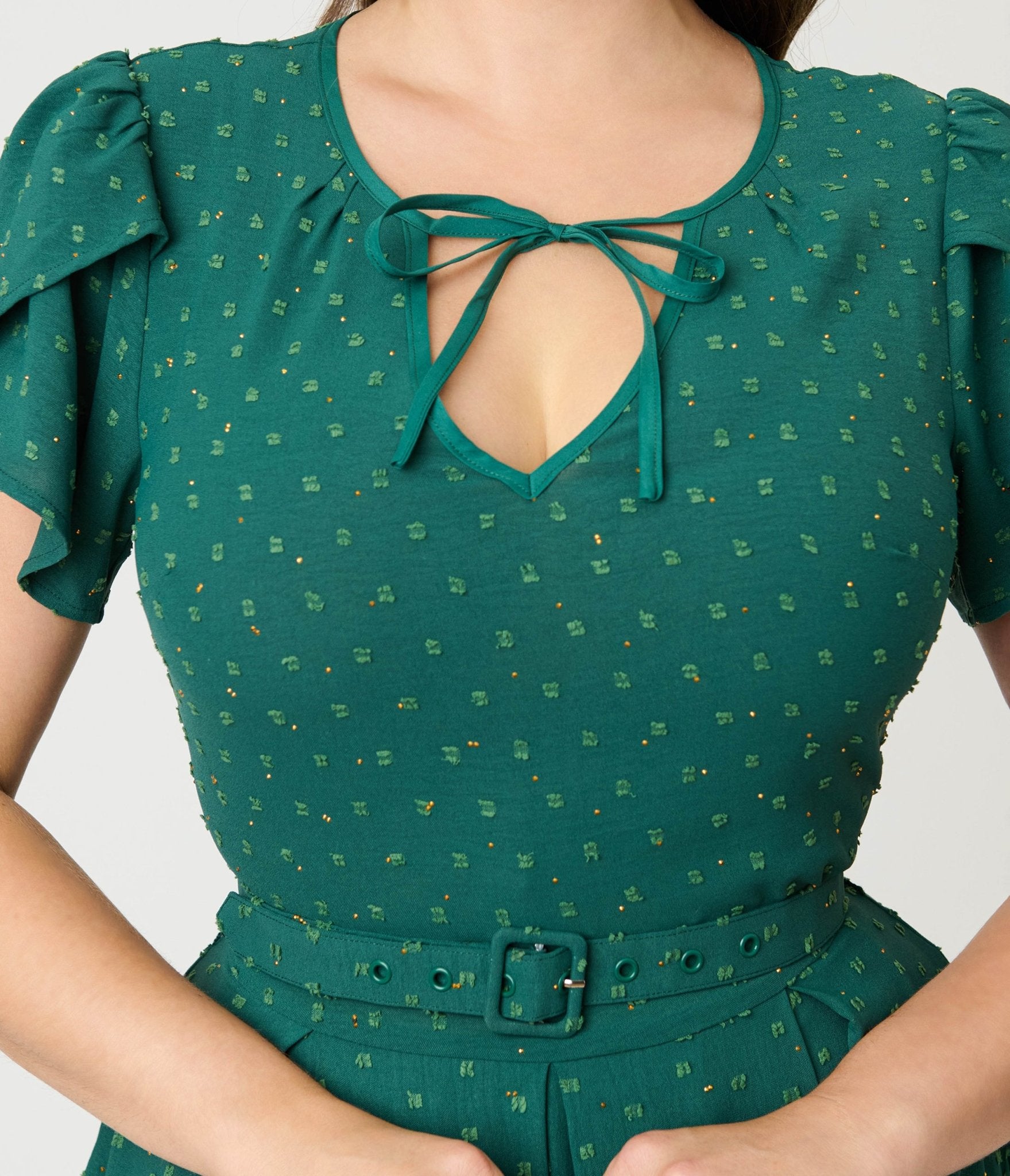 Unique Vintage Emerald & Gold Drop Dahlia Swing Dress - Unique Vintage - Womens, DRESSES, SWING