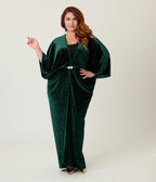 Unique Vintage Emerald Peacock Velvet Long Kimono - Unique Vintage - Womens, FLAPPER, COATS
