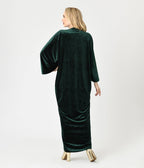 Unique Vintage Emerald Peacock Velvet Long Kimono - Unique Vintage - Womens, FLAPPER, COATS