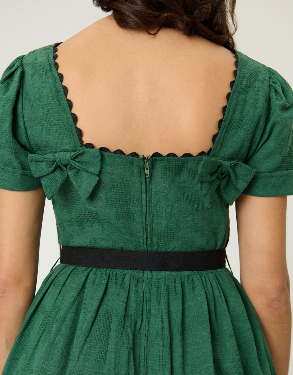 Unique Vintage Emerald Cotton Jaquard Swing Dress Unique Vintage Emerald Cotton Jaquard Swing Dress