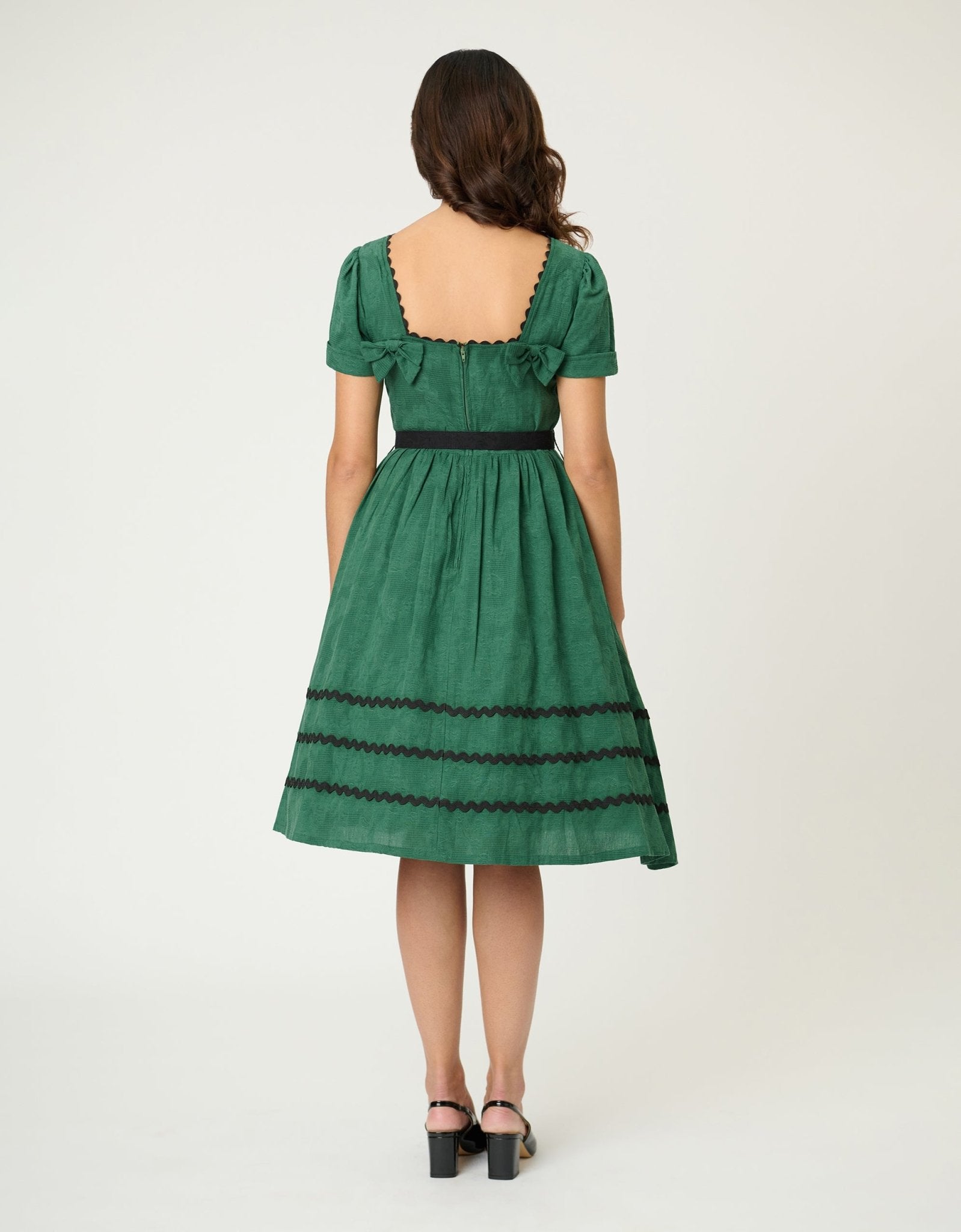 Unique Vintage Emerald & Pumpkin Pin Cotton Swing Dress - Unique Vintage - Womens, DRESSES, SWING