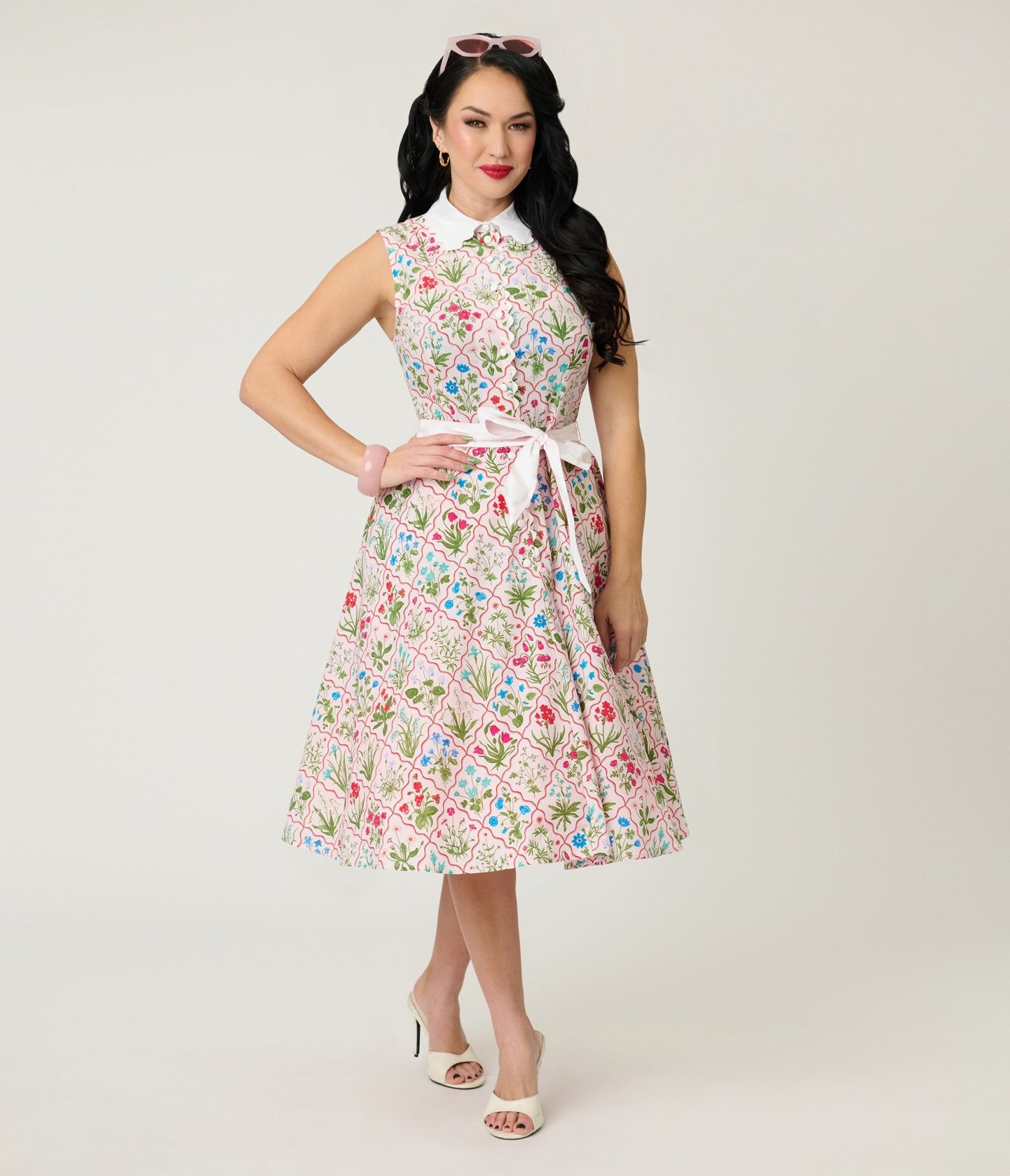 Unique Vintage Floral Diamond Darlene Swing Dress - Unique Vintage - Womens, DRESSES, SWING