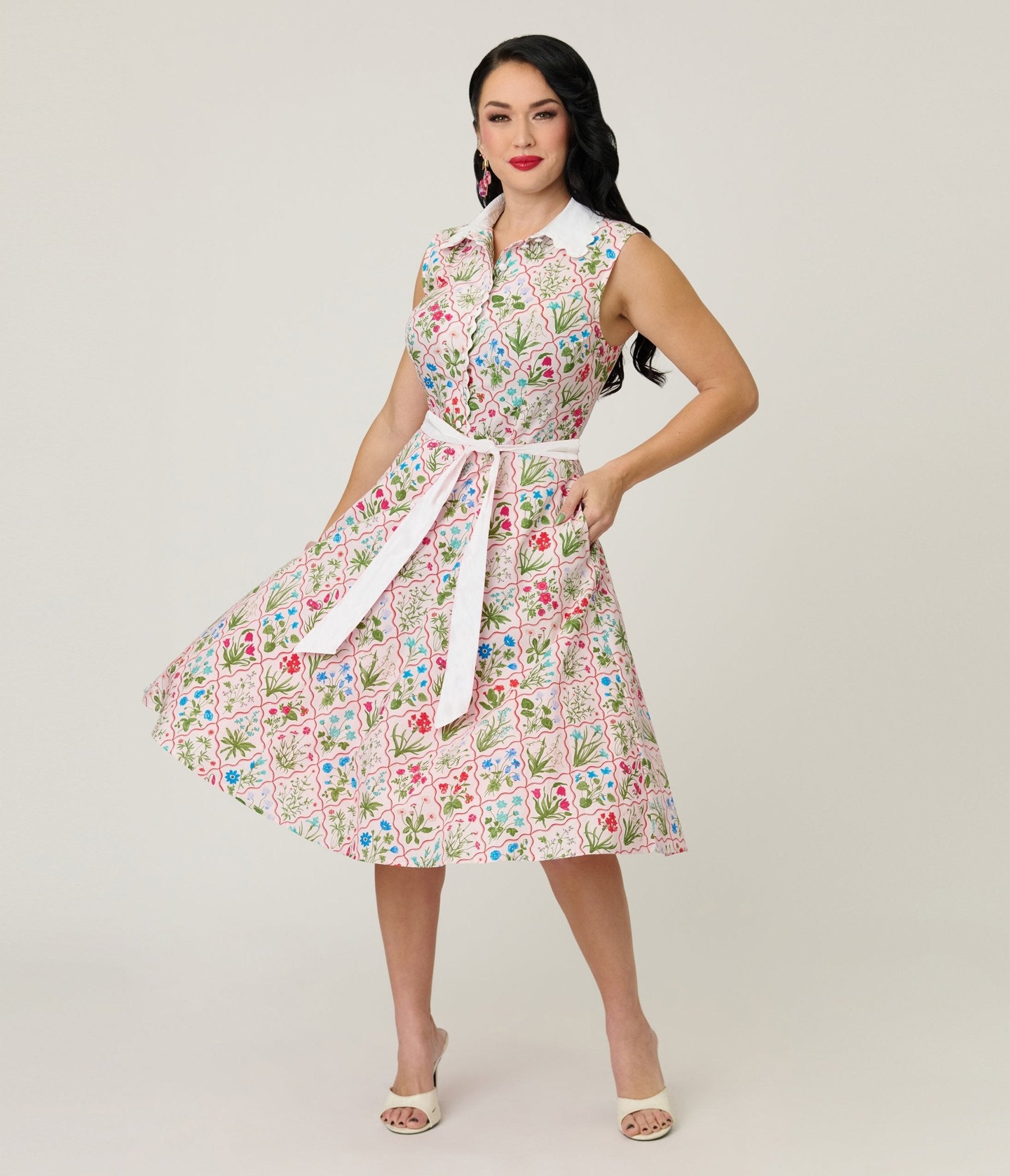 Unique Vintage Floral Diamond Darlene Swing Dress - Unique Vintage - Womens, DRESSES, SWING