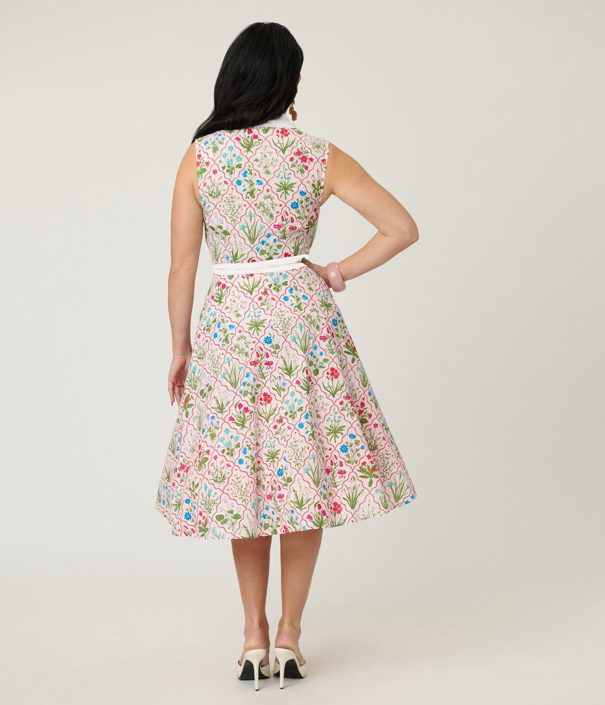 Unique Vintage Floral Diamond Darlene Swing Dress - Unique Vintage - Womens, DRESSES, SWING