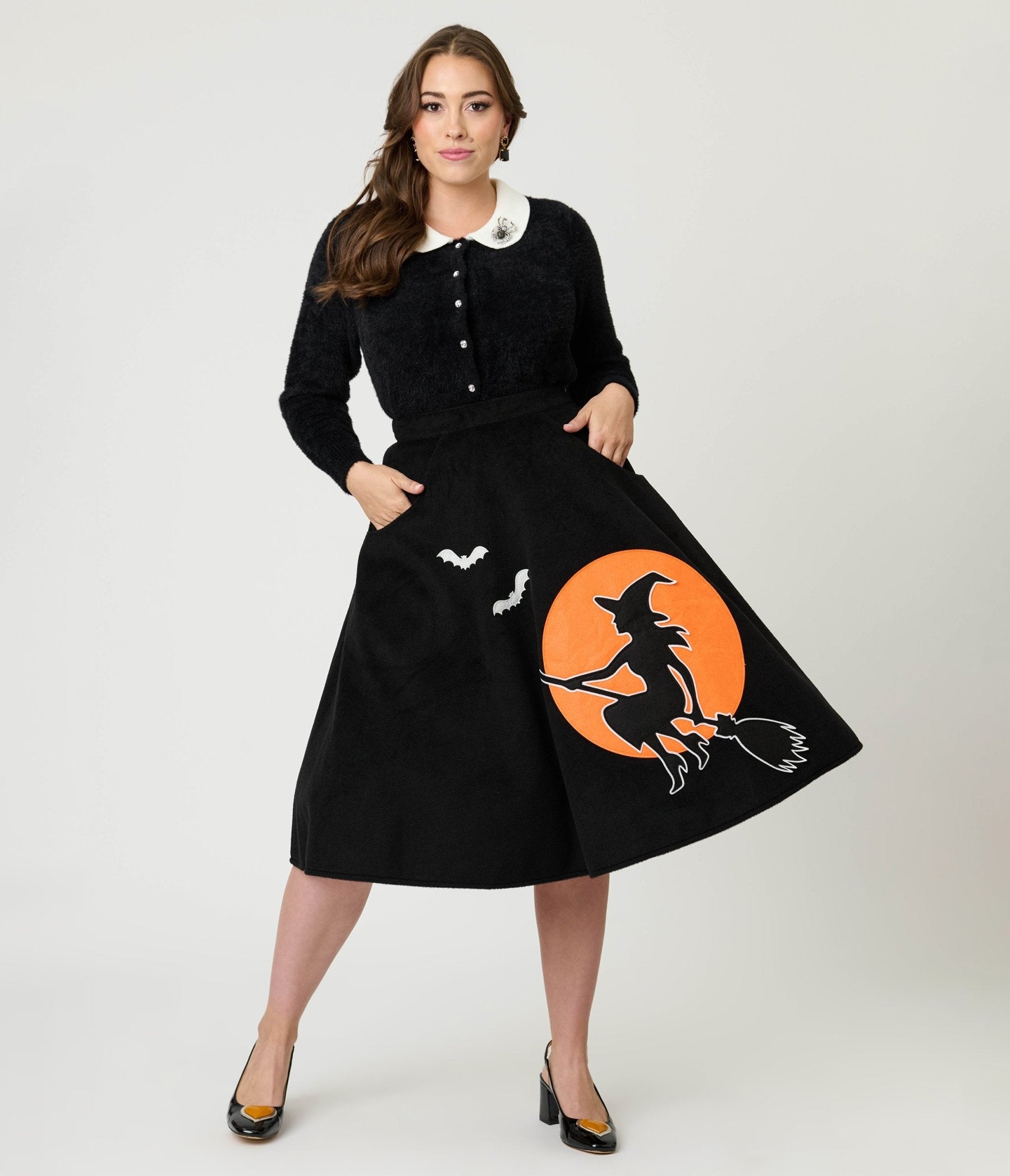 Unique Vintage Flying Witch Soda Shop Swing Skirt - Unique Vintage - Womens, BOTTOMS, SKIRTS