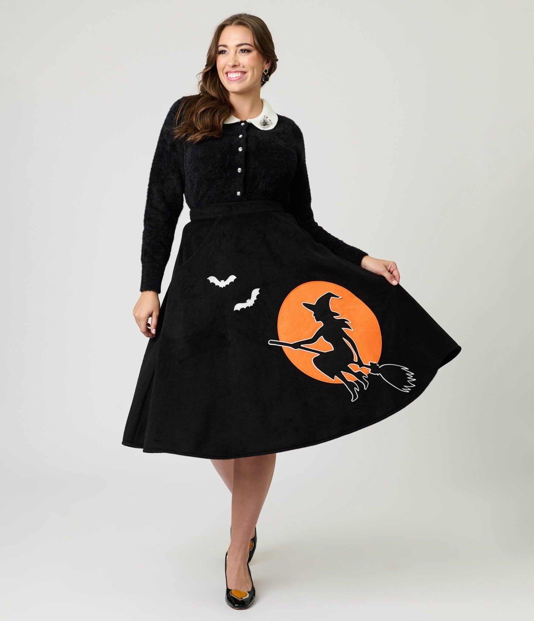 Unique Vintage Flying Witch Soda Shop Swing Skirt - Unique Vintage - Womens, BOTTOMS, SKIRTS