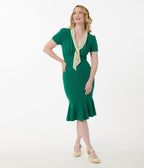 Unique Vintage Forest Green Holloway Wiggle Dress - Unique Vintage - Womens, DRESSES, WIGGLE